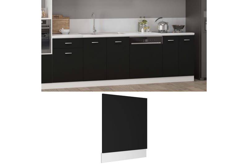 Frontpanel til opvaskemaskine 59,5x3x67 cm spånplade sort - Sort - Hus & renovering - Køkken & bad - Køkken & bryggers - Køkkenindretning - Køkkenskab