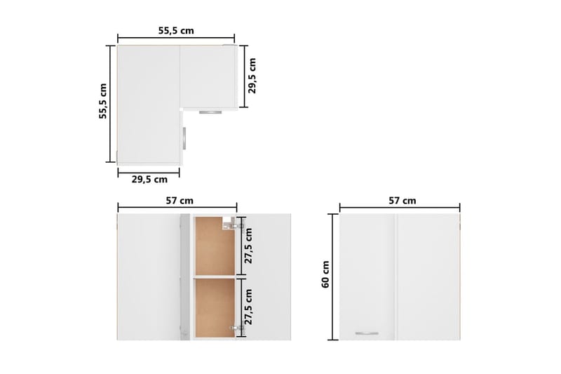 Hjørnevægskab 57x57x60 cm spånplade hvid - Hvid - Hus & renovering - Køkken & bad - Køkken & bryggers - Køkkenindretning - Køkkenskab