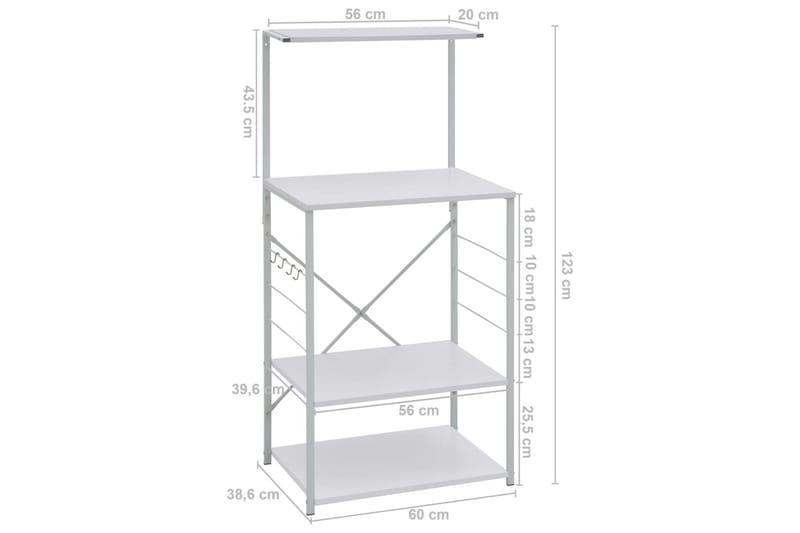 Kökkenreol 60X39,6X123 cm Spånplade Hvid - Hus & renovering - Køkken & bad - Køkken & bryggers - Køkkenindretning - Køkkenskab