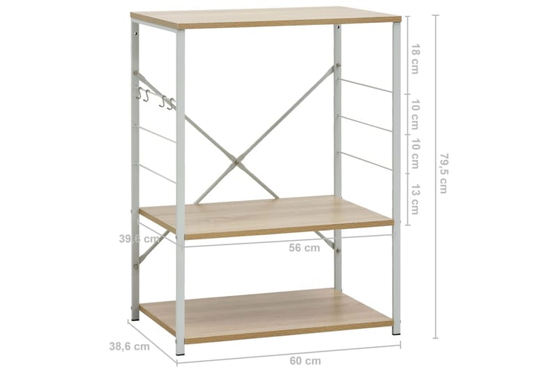 Kökkenreol 60X39,6X79,5 cm Spånplade Hvid Og Egetræ - Hus & renovering - Køkken & bad - Køkken & bryggers - Køkkenindretning - Køkkenskab