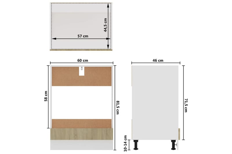 Køkkenskab 60x46x81,5 cm spånplader sonoma-eg - Brun - Hus & renovering - Køkken & bad - Køkken & bryggers - Køkkenindretning - Køkkenskab