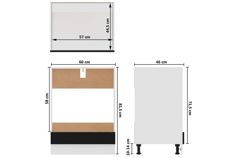 Køkkenskab 60x46x81,5 cm spånplader sort - Sort - Hus & renovering - Køkken & bad - Køkken & bryggers - Køkkenindretning - Køkkenskab