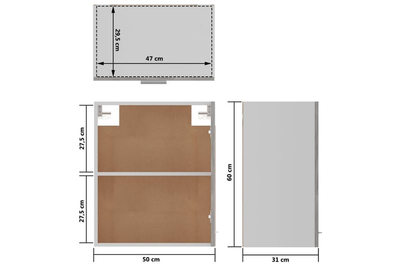 Køkkenskabe 2 stk. 50x31x60 cm spånplade betongrå - Grå - Hus & renovering - Køkken & bad - Køkken & bryggers - Køkkenindretning - Køkkenskab