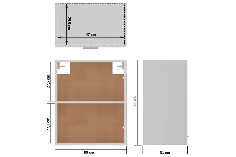 Køkkenskabe 2 stk. 50x31x60 cm spånplade hvid - Hvid - Hus & renovering - Køkken & bad - Køkken & bryggers - Køkkenindretning - Køkkenskab