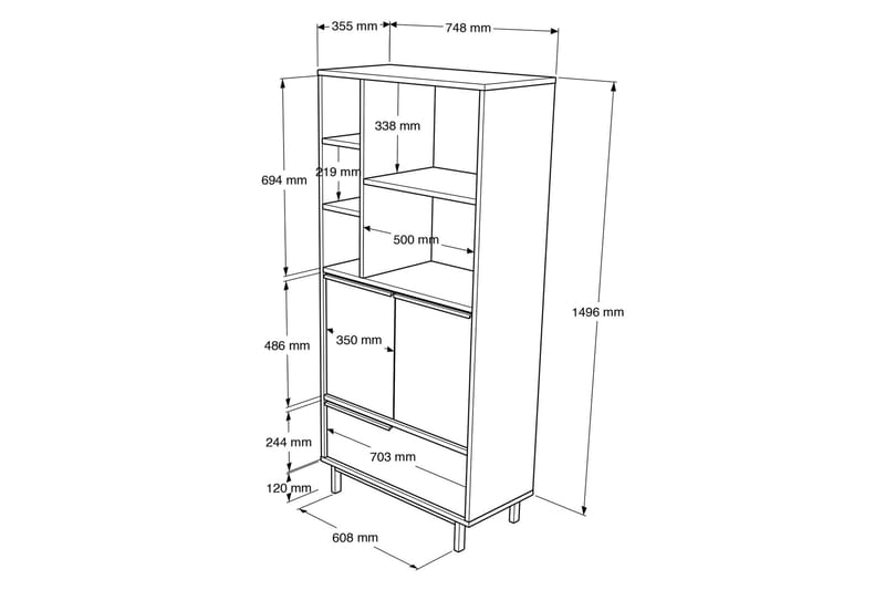 Liyakat Højskab - Hvid - Hus & renovering - Køkken & bad - Køkken & bryggers - Køkkenindretning - Køkkenskab