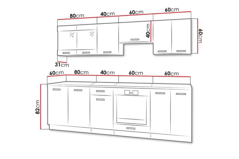 Omega Køkken møbelsæt - Hvid | Sort - Hus & renovering - Køkken & bad - Køkken & bryggers - Køkkenindretning - Køkkenskab