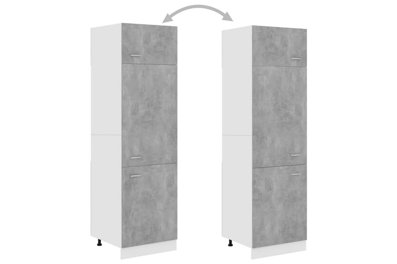 Skab til køleskab 60x57x207 cm spånplade betongrå - Grå - Køkkenskab