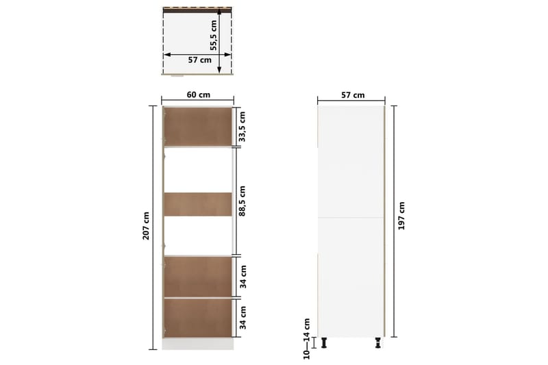 Skab til køleskab 60x57x207 cm spånplade sonoma-eg - Brun - Hus & renovering - Køkken & bad - Køkken & bryggers - Køkkenindretning - Køkkenskab