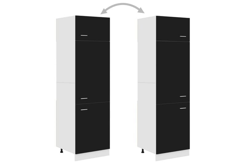 Skab til køleskab 60x57x207 cm spånplade sort - Sort - Køkkenskab