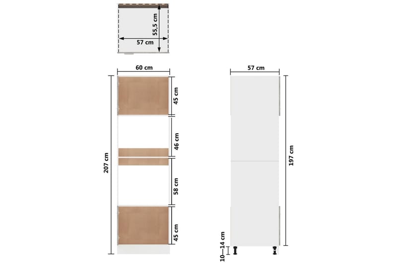 Skab til mikroovn 60x57x207 cm spånplade betongrå - Grå - Hus & renovering - Køkken & bad - Køkken & bryggers - Køkkenindretning - Køkkenskab