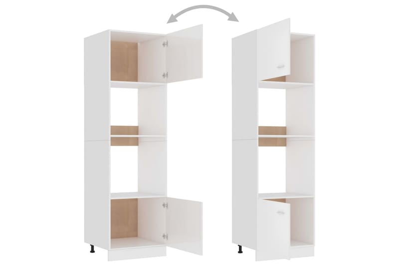 Skab til mikroovn 60x57x207 cm spånplade hvid højglans - Hvid - Hus & renovering - Køkken & bad - Køkken & bryggers - Køkkenindretning - Køkkenskab