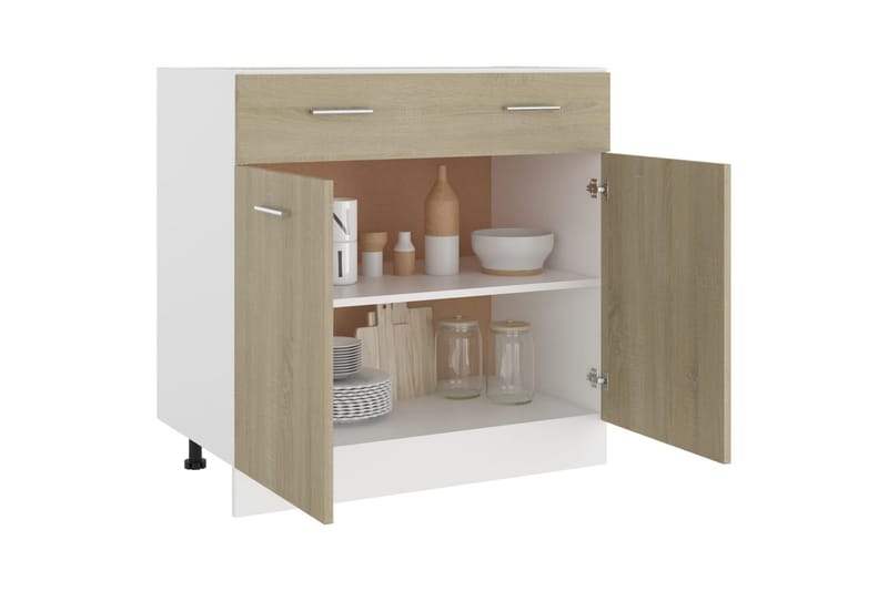 Skuffeunderskab 80x46x81,5 cm spånplade sonoma-eg - Brun - Hus & renovering - Køkken & bad - Køkken & bryggers - Køkkenindretning - Køkkenskab