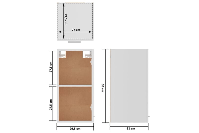 Vægskab 29,5x31x60 cm spånplade hvid - Hvid - Hus & renovering - Køkken & bad - Køkken & bryggers - Køkkenindretning - Køkkenskab