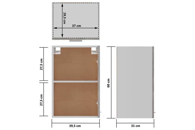 Vægskab 39,5x31x60 cm spånplade betongrå - Grå - Hus & renovering - Køkken & bad - Køkken & bryggers - Køkkenindretning - Køkkenskab