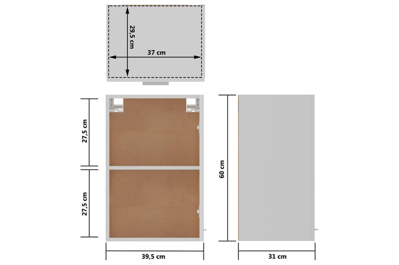 Vægskab 39,5x31x60 cm spånplade hvid - Hvid - Hus & renovering - Køkken & bad - Køkken & bryggers - Køkkenindretning - Køkkenskab