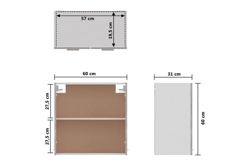 Vægskab 60x31x60 cm spånplade betongrå - Grå - Hus & renovering - Køkken & bad - Køkken & bryggers - Køkkenindretning - Køkkenskab