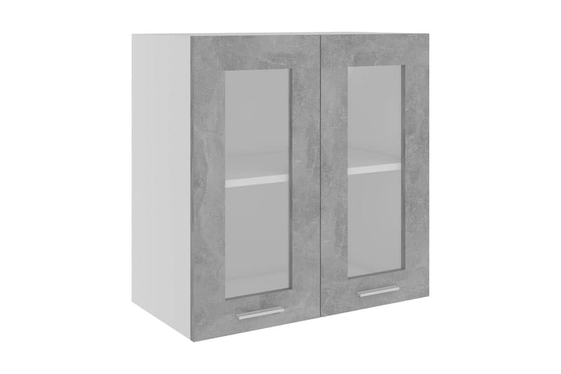 Vægskab med glaslåger 60x31x60 cm spånplade betongrå - Grå - Køkkenskab