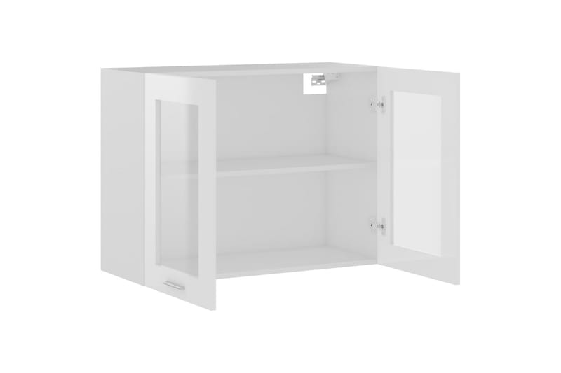 Vægskab med glaslåger 80x31x60 cm spånplade hvid højglans - Hvid - Hus & renovering - Køkken & bad - Køkken & bryggers - Køkkenindretning - Køkkenskab