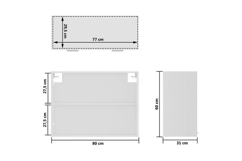 Vægskab med glaslåger 80x31x60 cm spånplade hvid - Hvid - Hus & renovering - Køkken & bad - Køkken & bryggers - Køkkenindretning - Køkkenskab