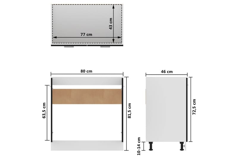 Vaskeunderskab 80x46x81,5 cm spånplade sort - Sort - Hus & renovering - Køkken & bad - Køkken & bryggers - Køkkenindretning - Køkkenskab