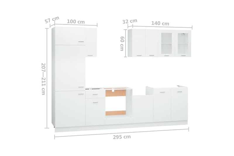 køkkenskabssæt 8 dele spånplade hvid - Hvid - Hus & renovering - Køkken & bad - Køkken & bryggers - Køkkenindretning - Køkkenskab