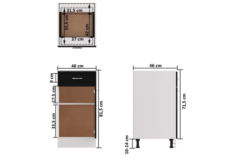 køkkenskabssæt 8 dele spånplade sort - Sort - Hus & renovering - Køkken & bad - Køkken & bryggers - Køkkenindretning - Køkkenskab