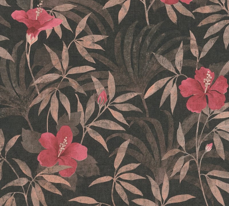 AS Creation Floral Wallpaper Cuba Nonwoven Brown Red - AS Creation - Boligtilbehør - Vægdekoration - Tapeter - Mønstret tapet