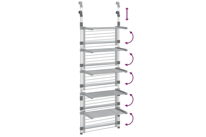 beBasic hængende tørrestativ 5 niveauer aluminium - SÃ¸lv - Hus & renovering - Køkken & bad - Køkken & bryggers - Tørre & vasketilbehør - Tørrestativ udendørs