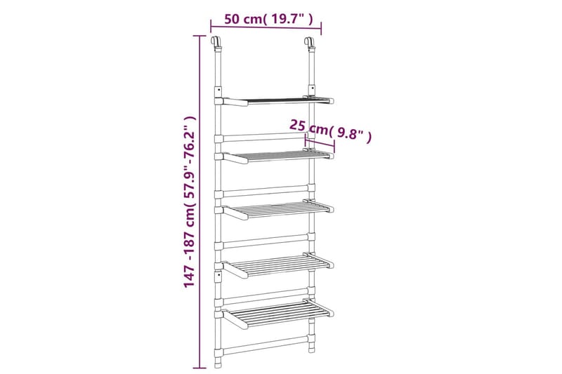 beBasic hængende tørrestativ 5 niveauer aluminium - SÃ¸lv - Hus & renovering - Køkken & bad - Køkken & bryggers - Tørre & vasketilbehør - Tørrestativ udendørs