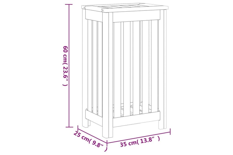 beBasic vasketøjskurv 35x25x60 cm massivt teaktræ - Brun - Hus & renovering - Køkken & bad - Køkken & bryggers - Tørre & vasketilbehør - Vasketøjskurv