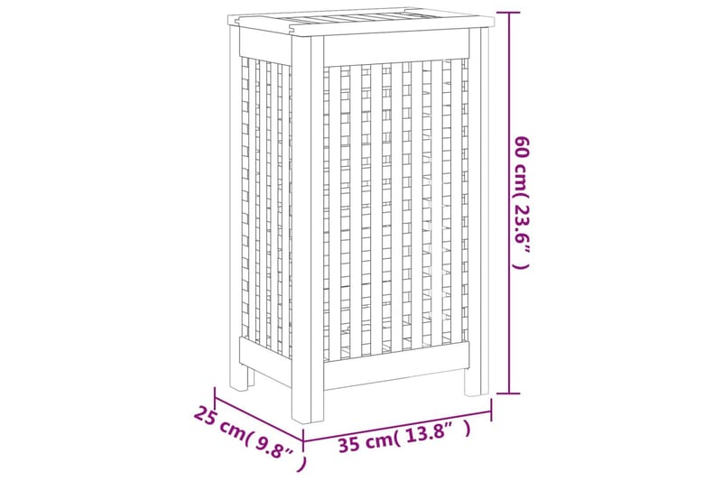 beBasic vasketøjskurv 35x25x60 cm massivt teaktræ - Brun - Hus & renovering - Køkken & bad - Køkken & bryggers - Tørre & vasketilbehør - Vasketøjskurv