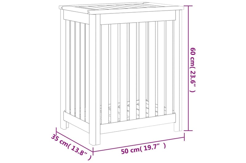 beBasic vasketøjskurv 50x35x60 cm massivt teaktræ - Brun - Hus & renovering - Køkken & bad - Køkken & bryggers - Tørre & vasketilbehør - Vasketøjskurv