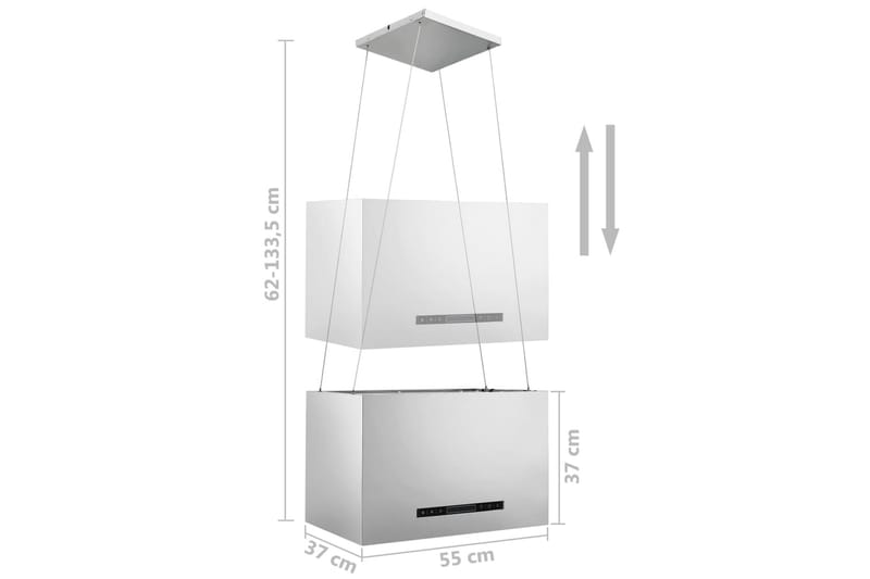 Hængende Ø-Emhætte Med Touchsensor Lcd 55 cm Rustfrit Stål - Sølv - Hus & renovering - Klimakontrol - Ventilatorer