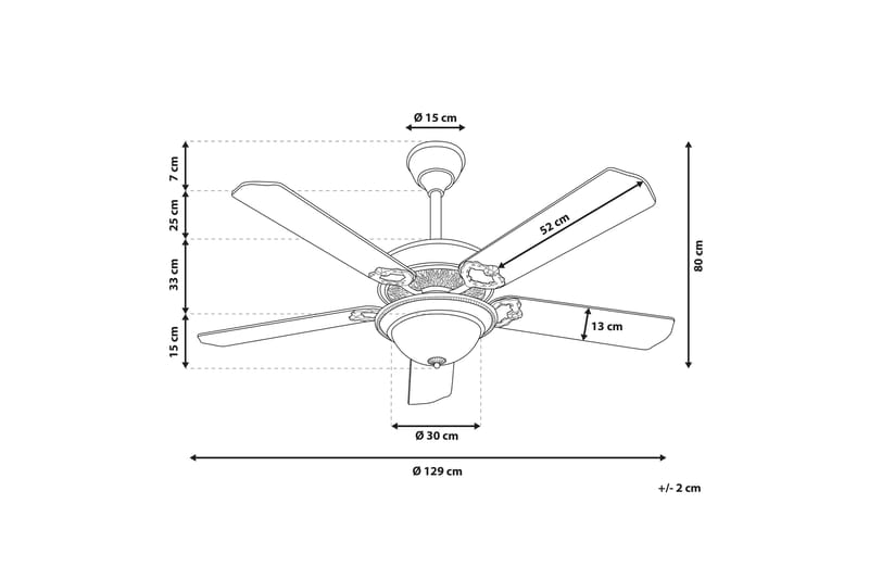 Tamarka Loftsventilator 129 cm med Belysning - Natur/Messing - Hus & renovering - Klimakontrol - Ventilatorer