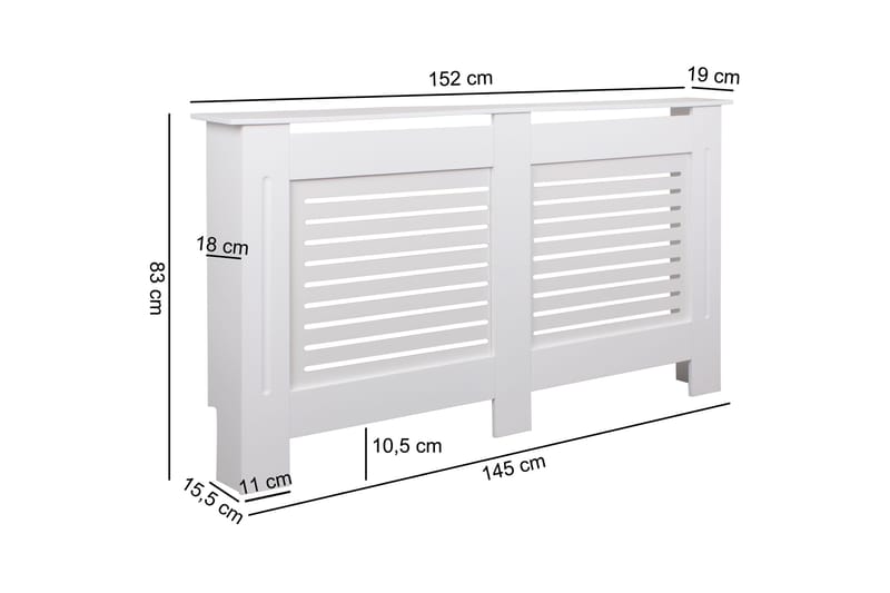 Wiemann Opbevaringsskab 152x19 cm - Hvid - Hus & renovering - Klimakontrol - Opvarmning - Radiatorer - Radiatorskjuler