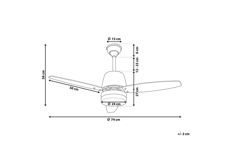 Loupiac Loftsventilator 74 cm med Belysning - Natur/Guld - Ventilatorer - Loftventilator