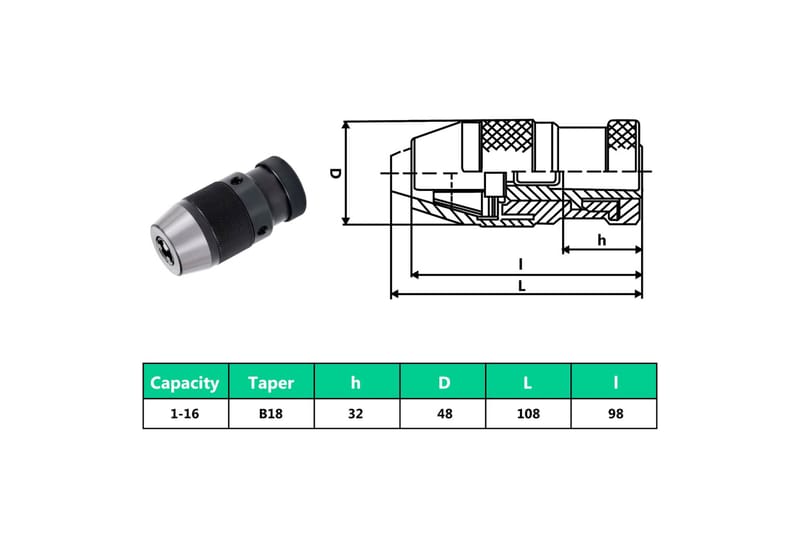 Borepatron M. Quick Release-Funktion Mt3-B18 16 Mm - Hus & renovering - Værktøj & maskiner - Maskine- og værktøjstilbehør - Bor & boretilbehør - Boresæt