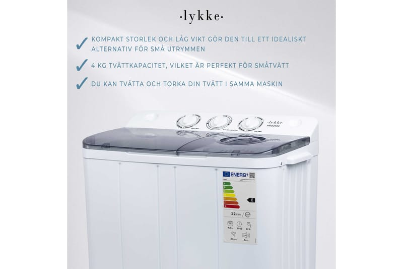 Lykke Mini Vaskemaskine Pro 2000 - Beige - Vaskemaskine - Topbetjent vaskemaskine