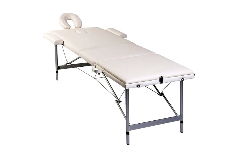 Creme sammenfoldeligt massagebord med aluminiumsstel,3 zoner - Hvid - Husholdning - Personpleje & helbred - Massage & wellness - Massagebord