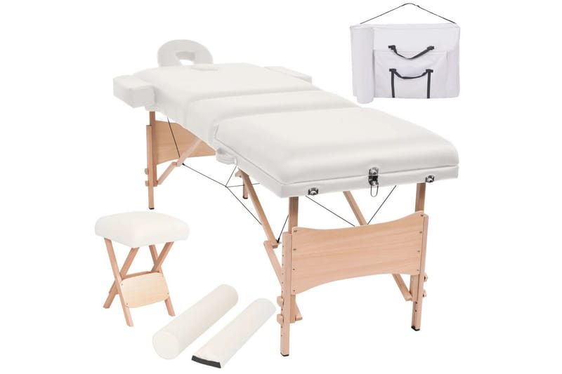 foldbart 3-zoners massagebord- og skammelsæt 10 cm tykt hvid - Hvid - Husholdning - Personpleje & helbred - Massage & wellness - Massagebord