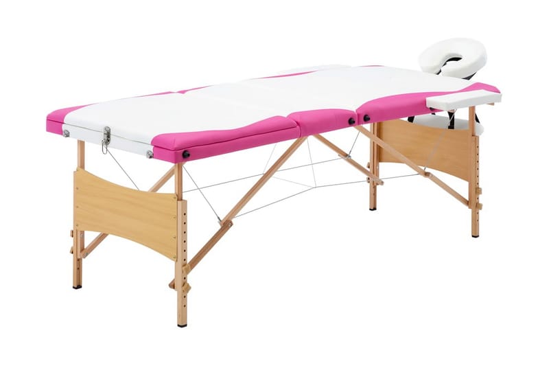 foldbart massagebord 3 zoner træ hvid og pink - Hvid - Husholdning - Personpleje & helbred - Massage & wellness - Massagebord