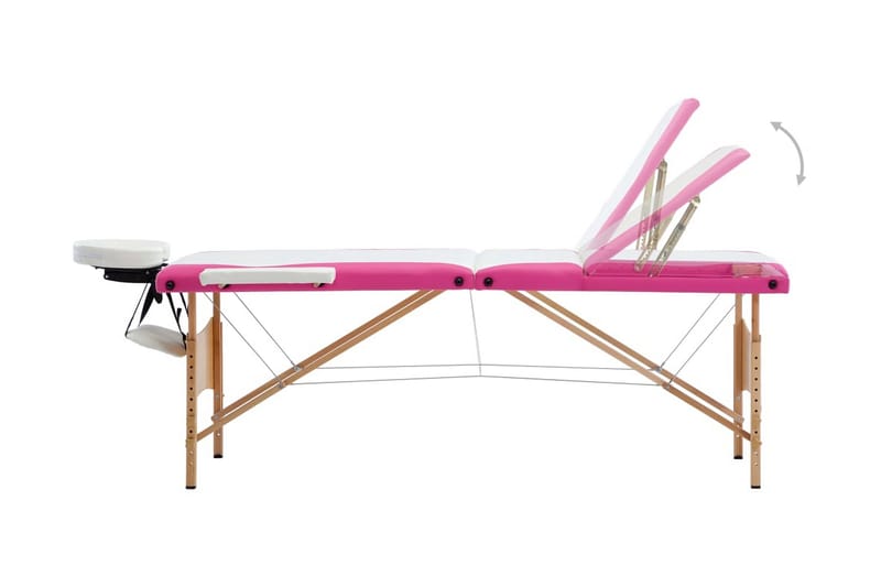 foldbart massagebord 3 zoner træ hvid og pink - Hvid - Husholdning - Personpleje & helbred - Massage & wellness - Massagebord