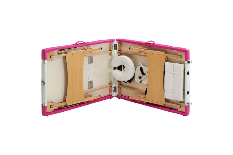 foldbart massagebord 3 zoner træ hvid og pink - Hvid - Husholdning - Personpleje & helbred - Massage & wellness - Massagebord