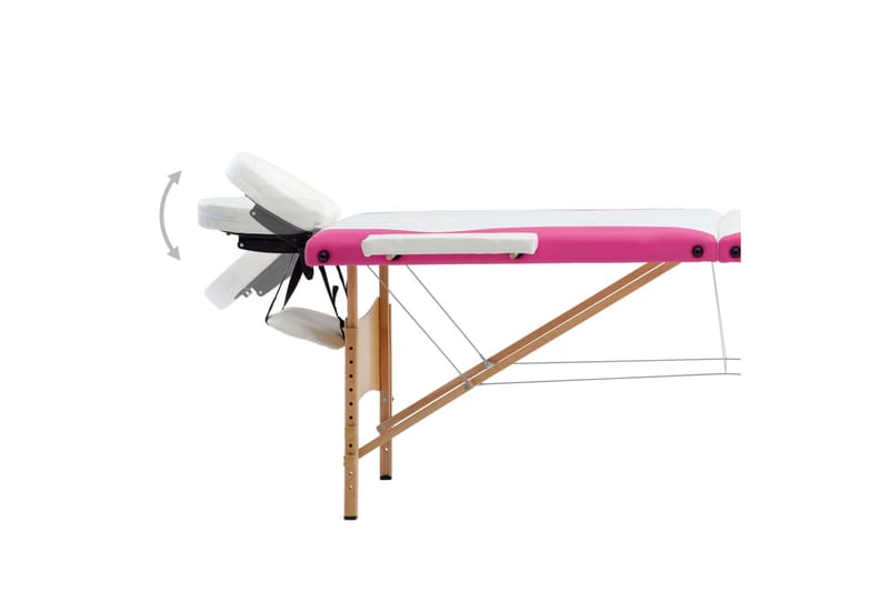 foldbart massagebord 3 zoner træ hvid og pink - Hvid - Husholdning - Personpleje & helbred - Massage & wellness - Massagebord