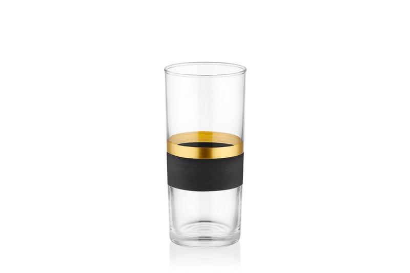 Vand glas - Sort / guld - Vandglas - Glas