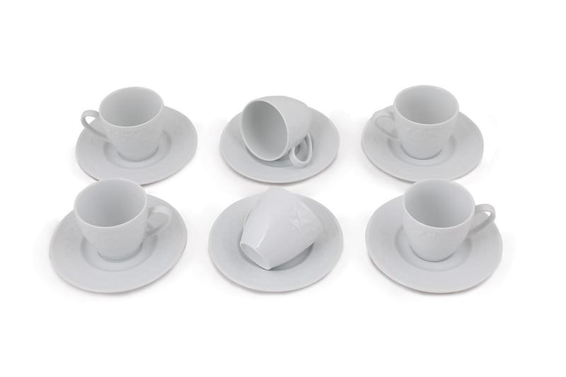 Adine Kaffekopsæt 12 Dele - Porcelæn/Hvid - Kaffekopper - Porcelæn - Kopper