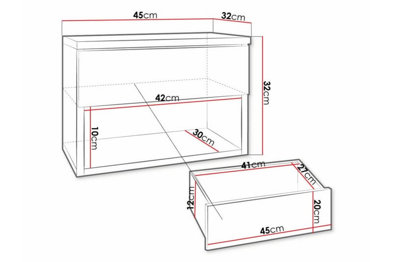 Carbost Børnesengebord 32 cm - Hvid - Møbler - Børnemøbler - Børneborde - Sengebord børn