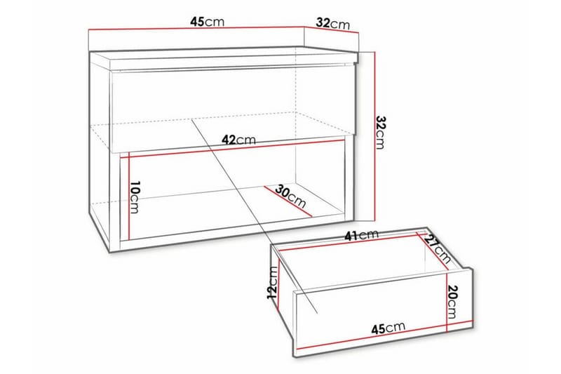 Carbost Børnesengebord 32 cm - Sort - Møbler - Børnemøbler - Børneborde - Sengebord børn