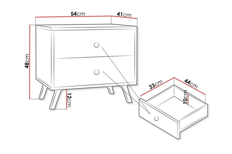 Emyvale Børnesengebord 48 cm - Hvid - Møbler - Børnemøbler - Børneborde - Sengebord børn