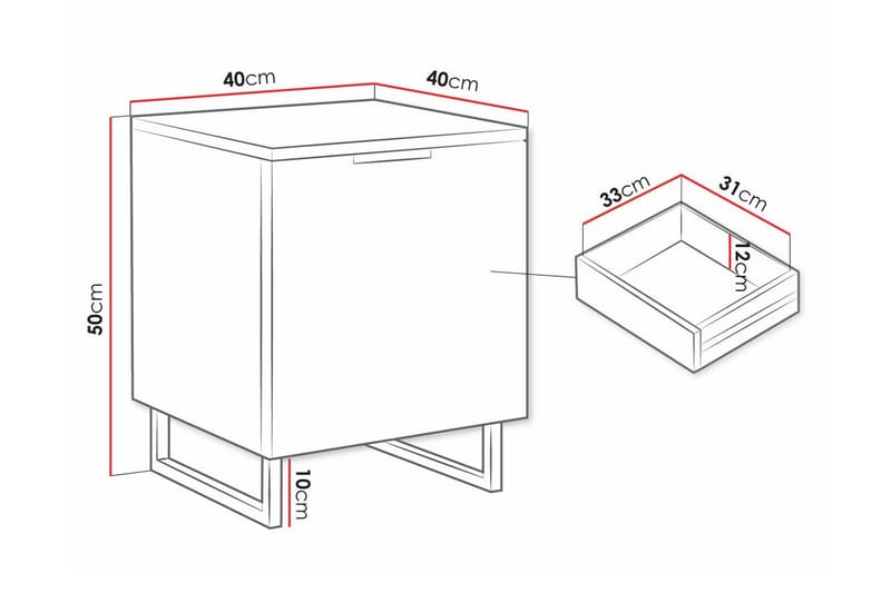 Galbally Børnesengebord 50 cm - Hvid - Møbler - Børnemøbler - Børneborde - Sengebord børn